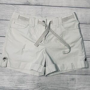 Ann Taylor Khaki Lace Trim Belt Cuffed‎ Shorts Size 10 NWT